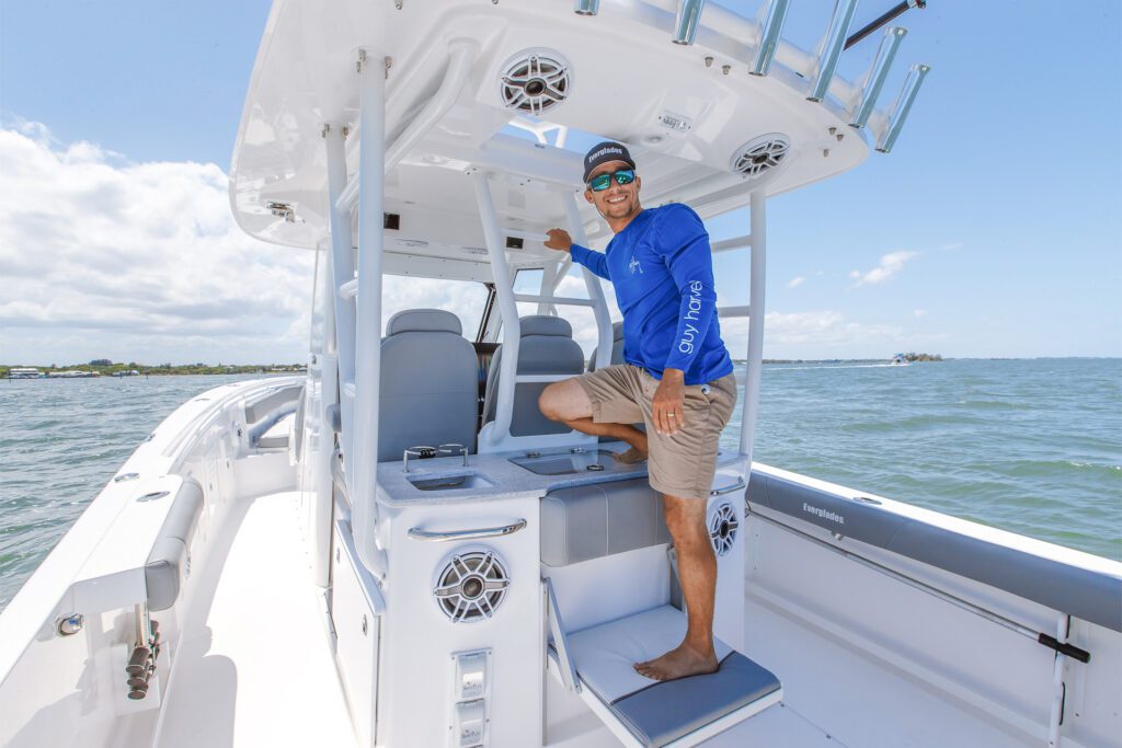 667 Young man on a center console everglades fishing boat
